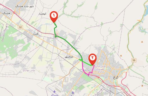 فاصله کردان تا کرج